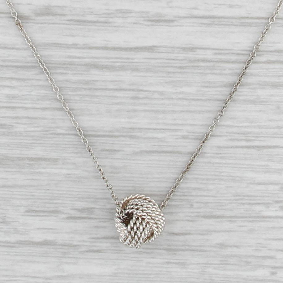 Tiffany Somerset Love Knot Pendant Necklace w/ Pouch Sterling Silver 16"