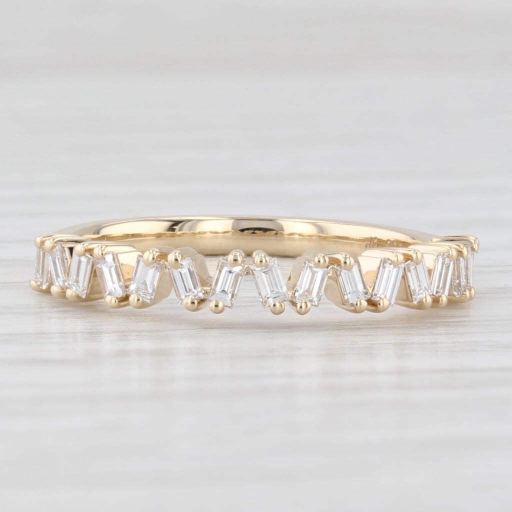 Light Gray New 0.35ctw Diamond Wedding Ring 14k Yellow Gold Stackable Anniversary Band 6.5