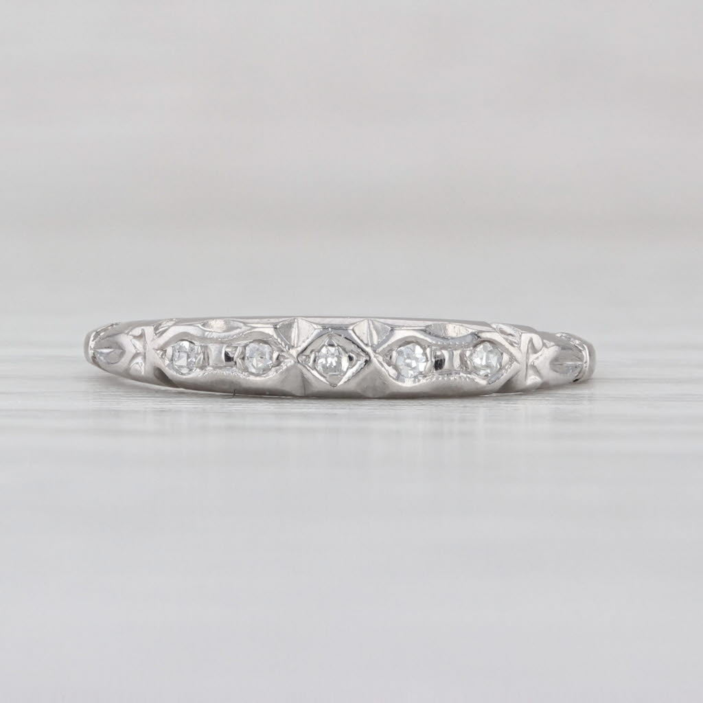 Vintage Diamond Ring 14k White Gold Size 5.25 Bridal Wedding Band
