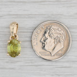Gray 1.25ct Green Sphene Pendant 10k Yellow Gold Small Oval Solitaire Drop