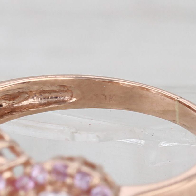 5ctw Pink Oval Kunznite Sapphire Halo 3-Stone Ring 10k Rose Gold Size 7.75