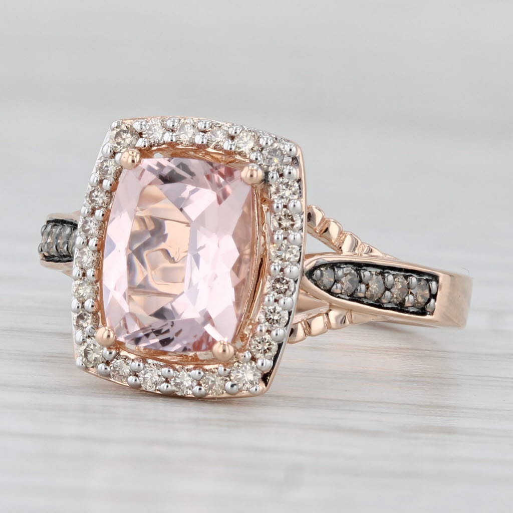 Light Gray Le Vian 2.05ctw Morganite Diamond Halo Ring 14k Rose Gold Size 7 Engagement