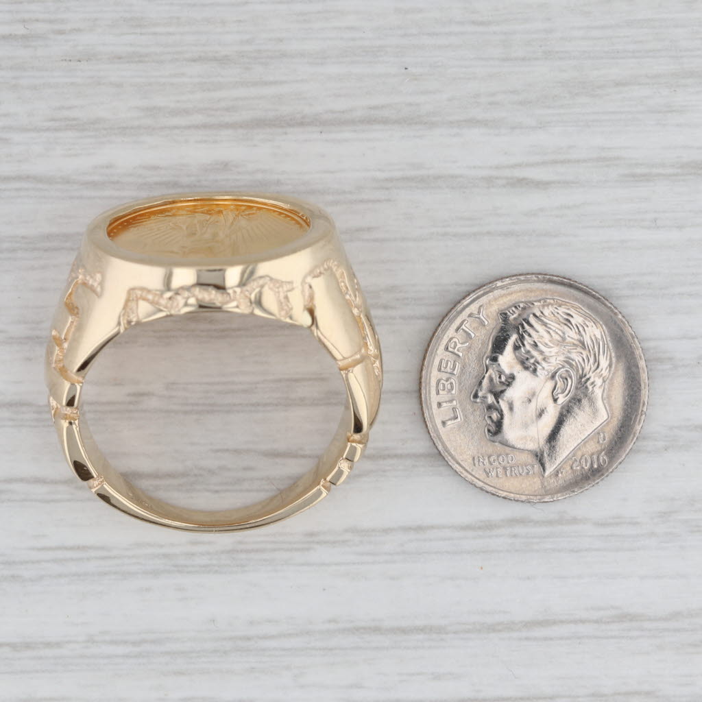 Gray 1998 1/10oz Gold American Eagle Coin Ring 14k 22k Yellow Gold Size 10.75