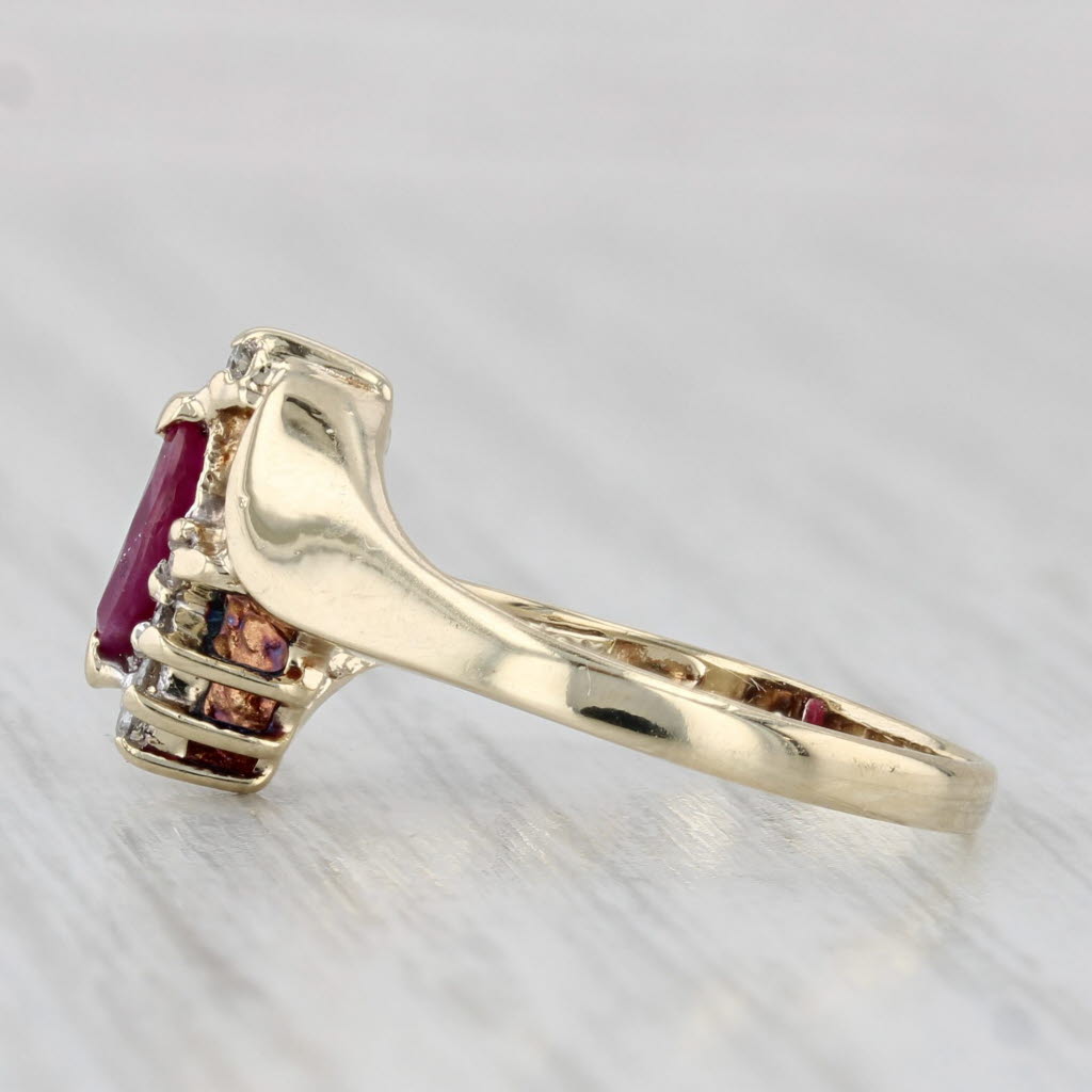 Light Gray 0.36ctw Marquise Ruby Diamond Bypass Ring 10k Yellow Gold Size 5