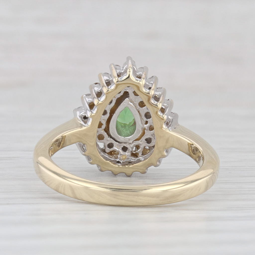 Light Gray 0.53ctw Tsavorite Garnet Diamond Halo Ring 14k Yellow Gold Size 7 Engagement