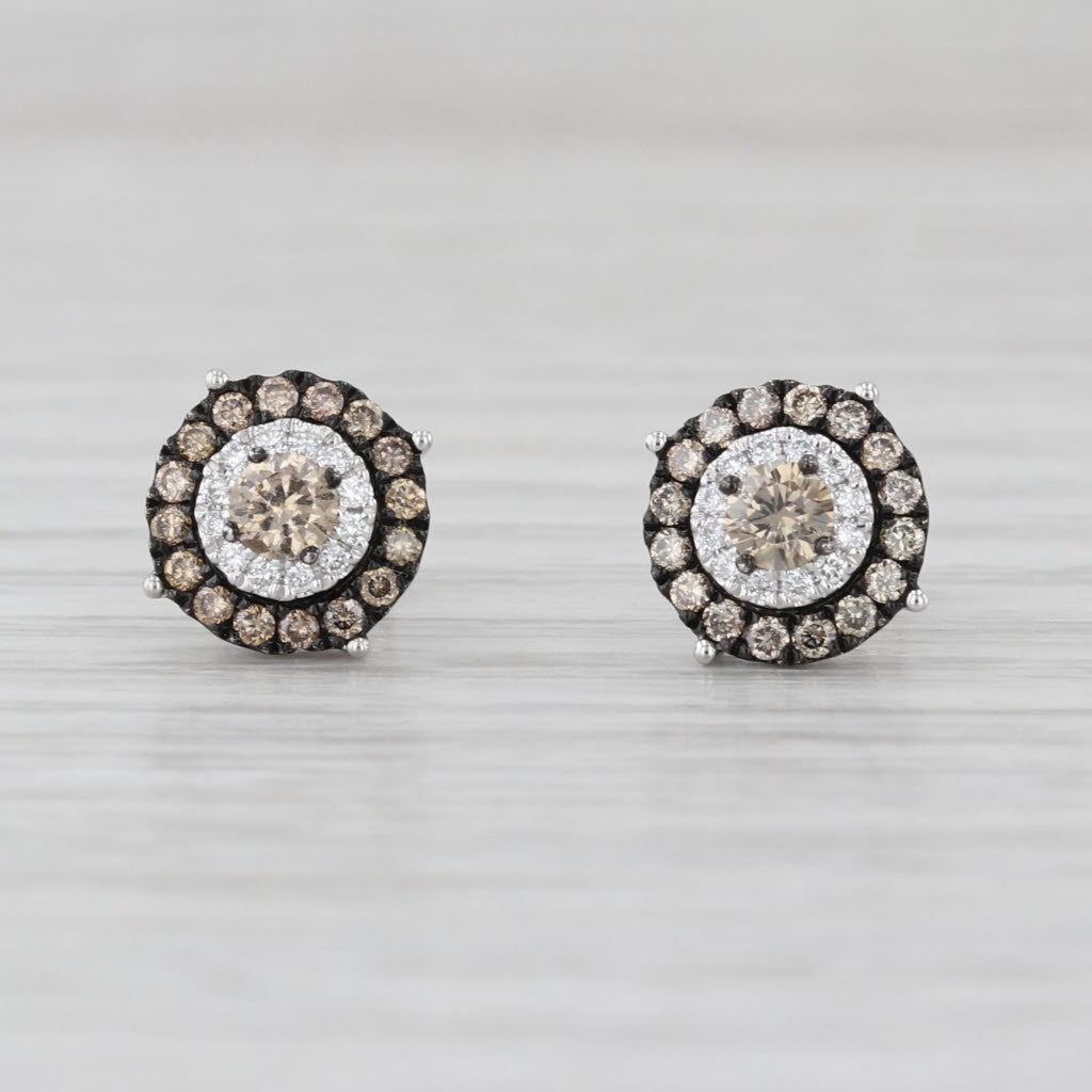 Le Vian 0.47ctw Champagne Diamond Halo Stud Earrings 14k White Gold