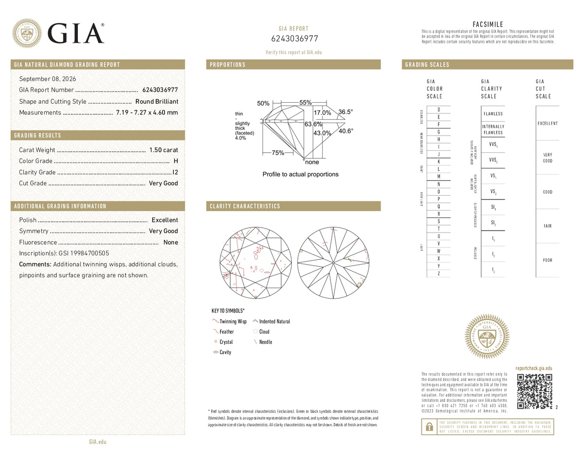 GIA 1.50ct Round Diamond Solitaire Pendant 14k Yellow Gold Small Drop