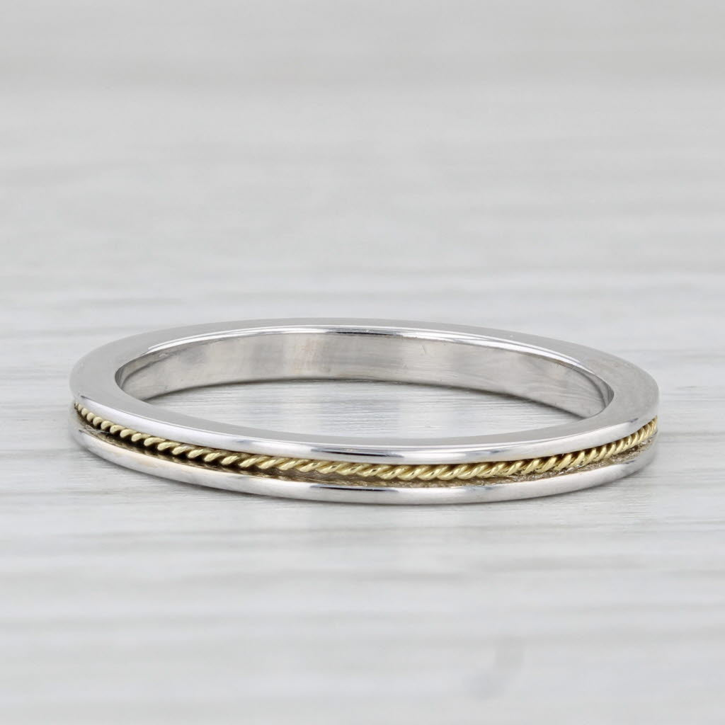 Light Gray Hidalgo 2-Toned Band 18k White Yellow Gold Size 6.5 Stackable Wedding Ring