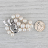 Mikimoto Vintage Cultured Pearl Brooch 14k White Gold Flower Spray Statement Pin