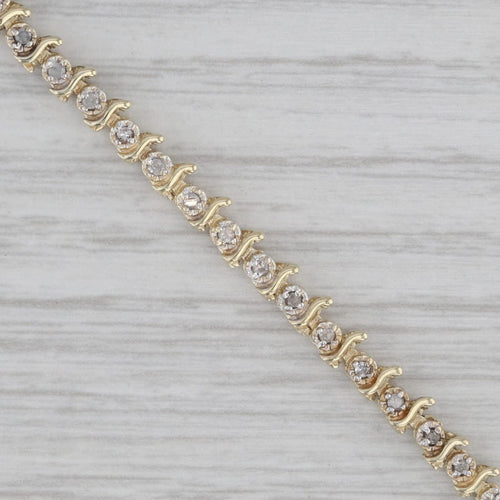 Gray 0.50ctw Diamond Tennis Bracelet 10k Yellow Gold 7" 3.6mm