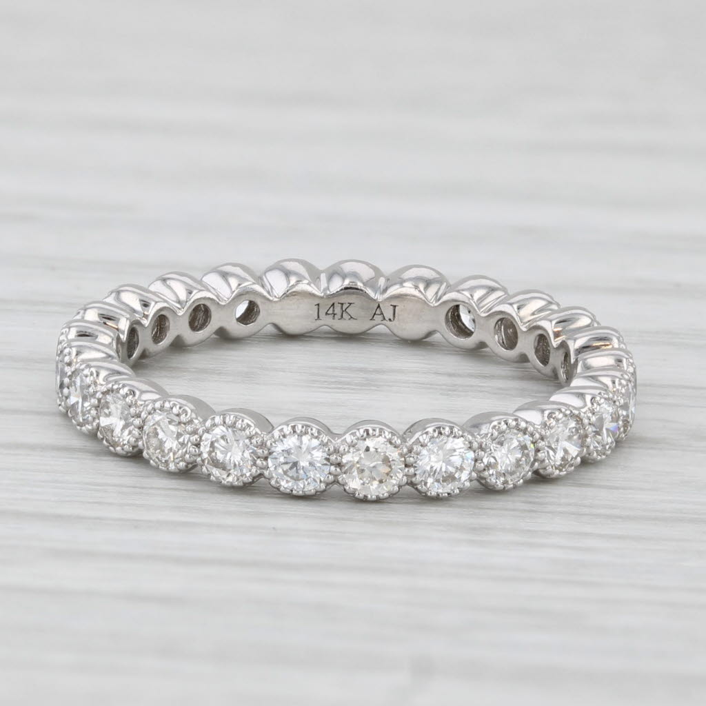 Light Gray 0.75ctw Diamond Eternity Band 14k White Gold Wedding Ring Size 5.5 Stackable