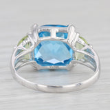 6.50ctw Cushion Blue Topaz Peridot Ring 14k White Gold Size 7