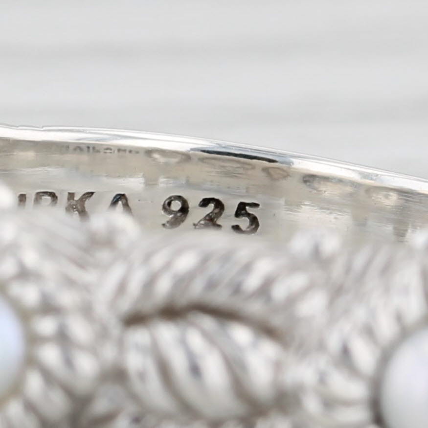 Light Gray Judith Ripka Cultured Pearl Flower Ring Sterling Silver Size 7