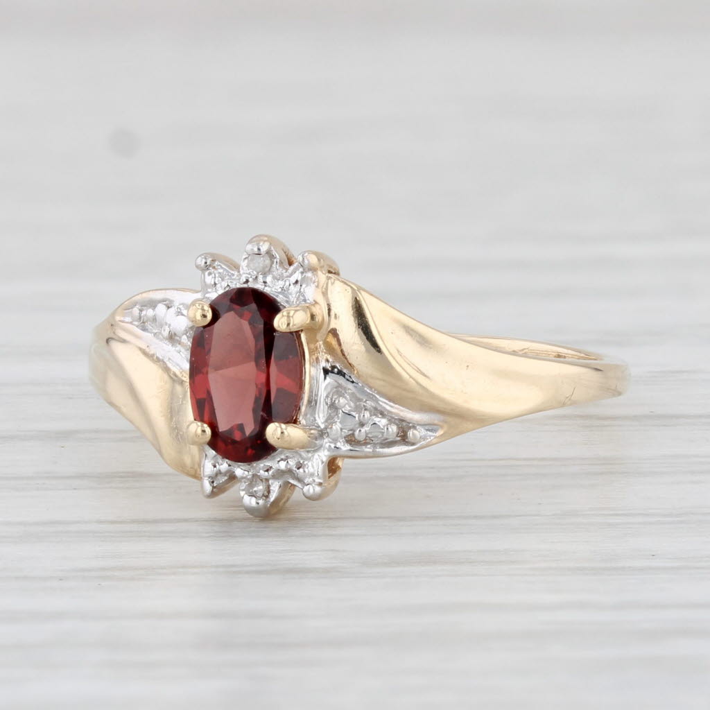 Light Gray 0.58ctw Oval Garnet Diamond Ring 10k Yellow Gold Size 6.75 Bypass