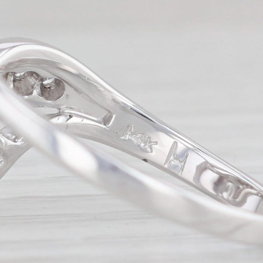 Light Gray 0.15ctw Diamond Bypass Ring 14k White Gold Size 8 Round Contoured