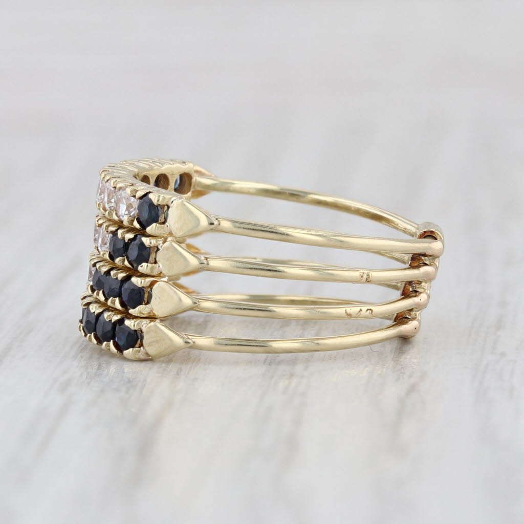 Blue Sapphire Cubic Zirconia Heram Ring 14k Gold Size 6.75 Stackable 4 Bands