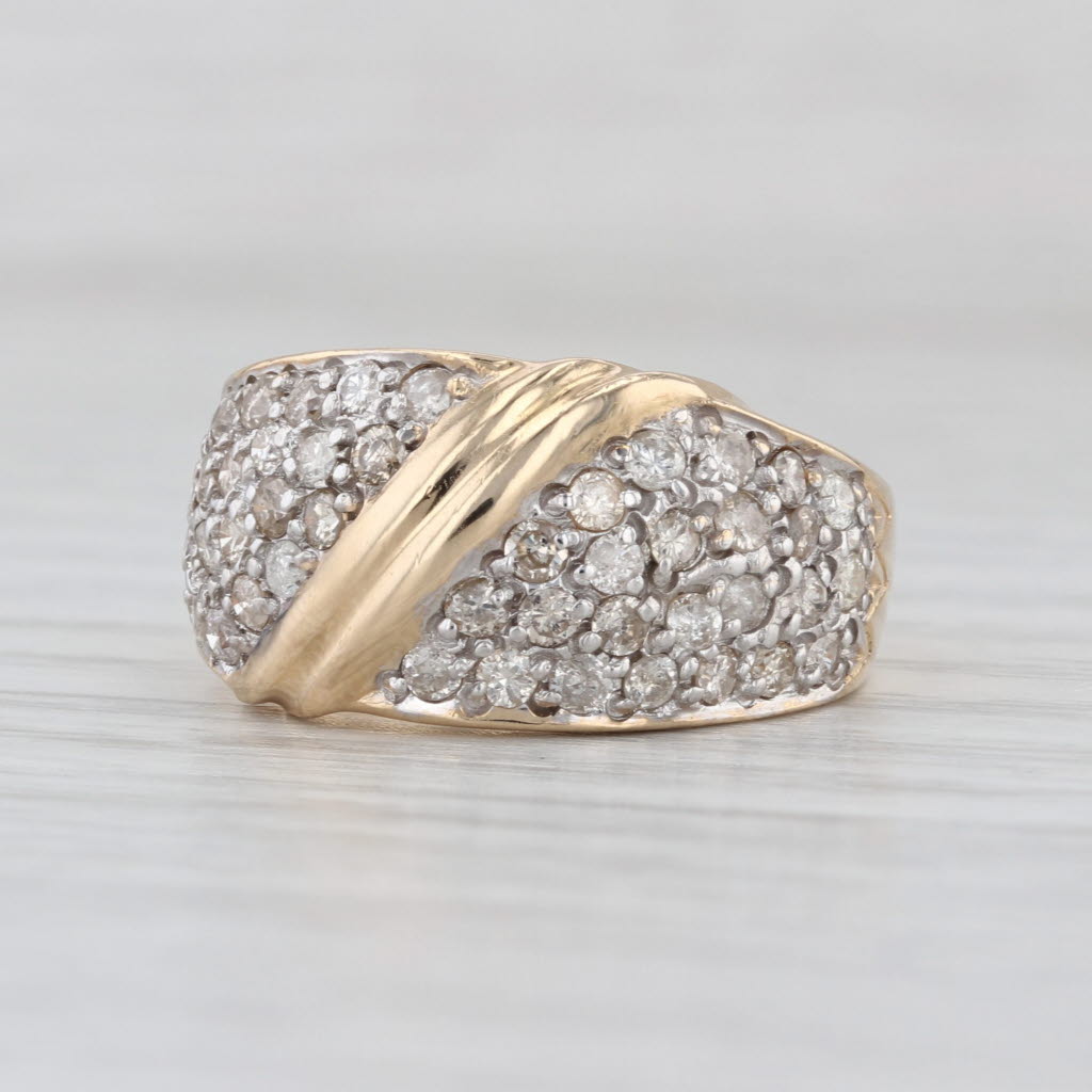 0.80ctw Pave Diamond Domed Ring 14k Yellow Gold Size 6.25-6.5