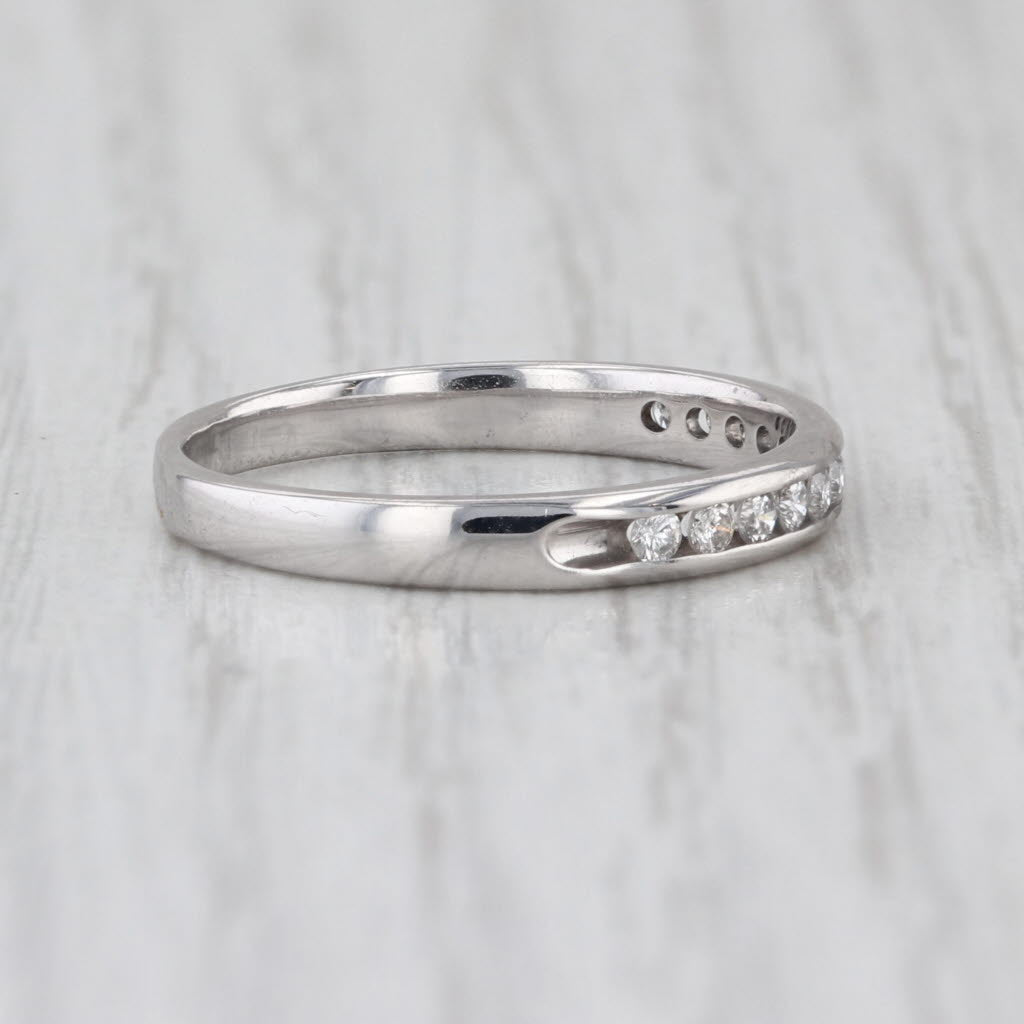 0.24ctw Channel Set Diamond Wedding Band 14k White Gold Size 7.5 Stackable Ring