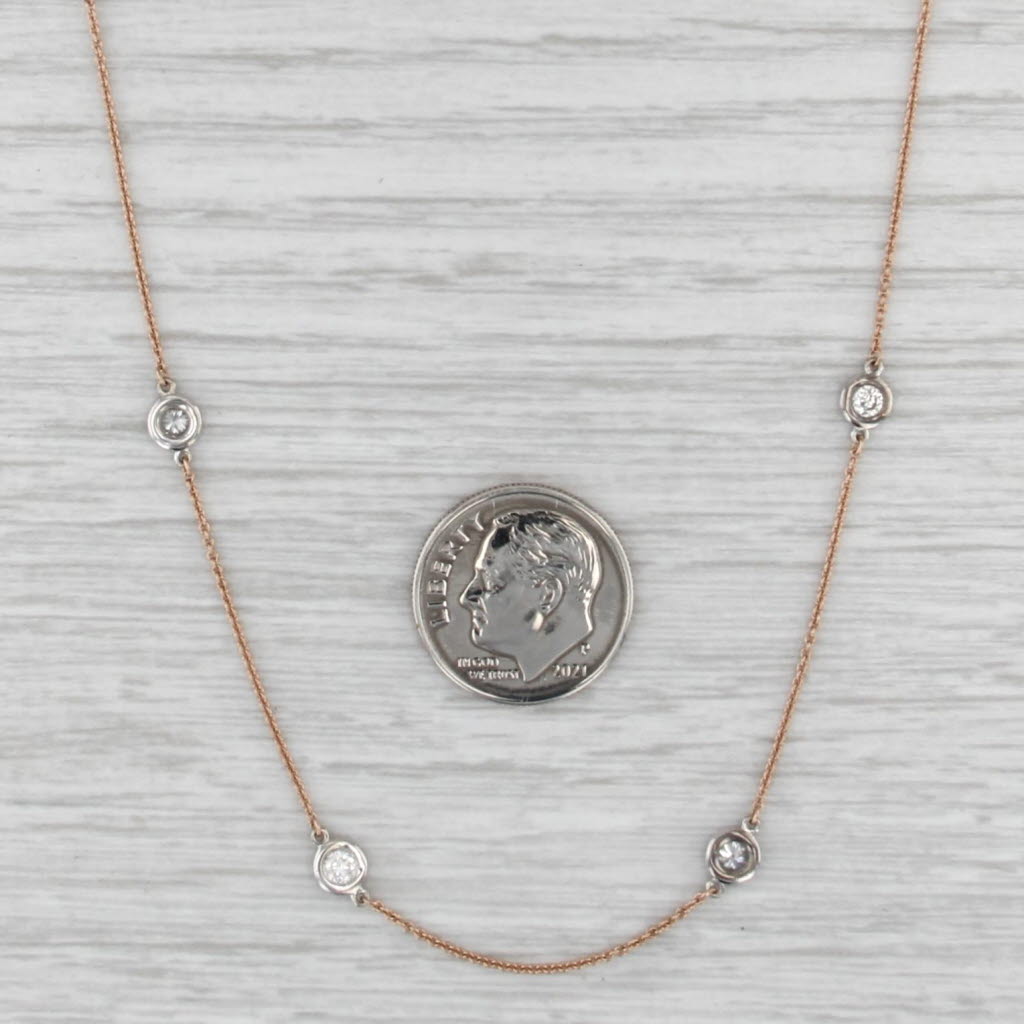0.74ctw Diamonds by the Yard Station Necklace 14k Rose White Gold 19.5"