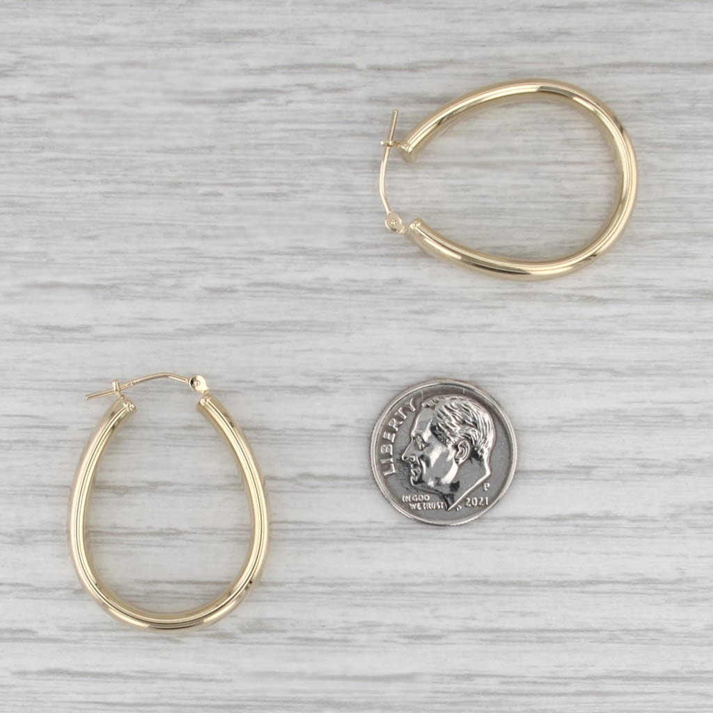 Oval Hoop Earrings 14k Yellow Gold Snap Top Hoops