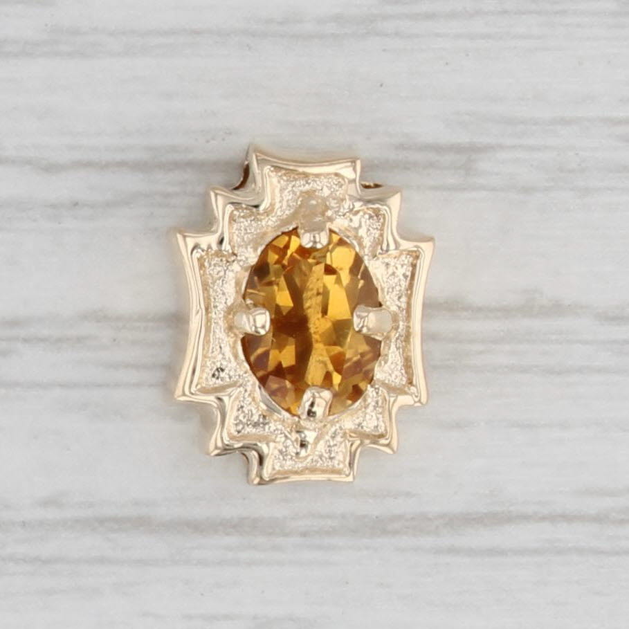 Light Gray 0.70ct Orange Citrine Slide Charm 14k Yellow Gold Vintage AB November Birthstone