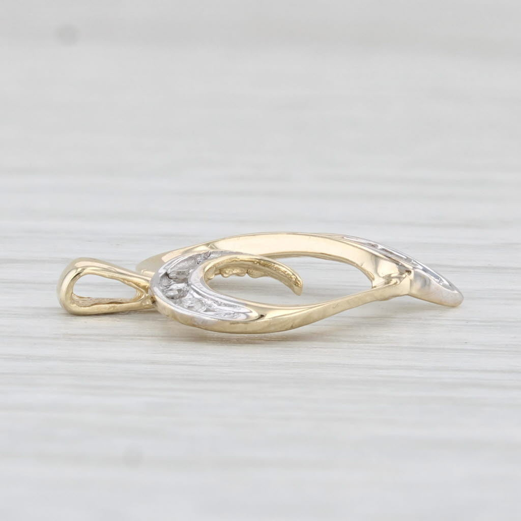 Light Gray Diamond Open Heart Pendant 10k Yellow Gold