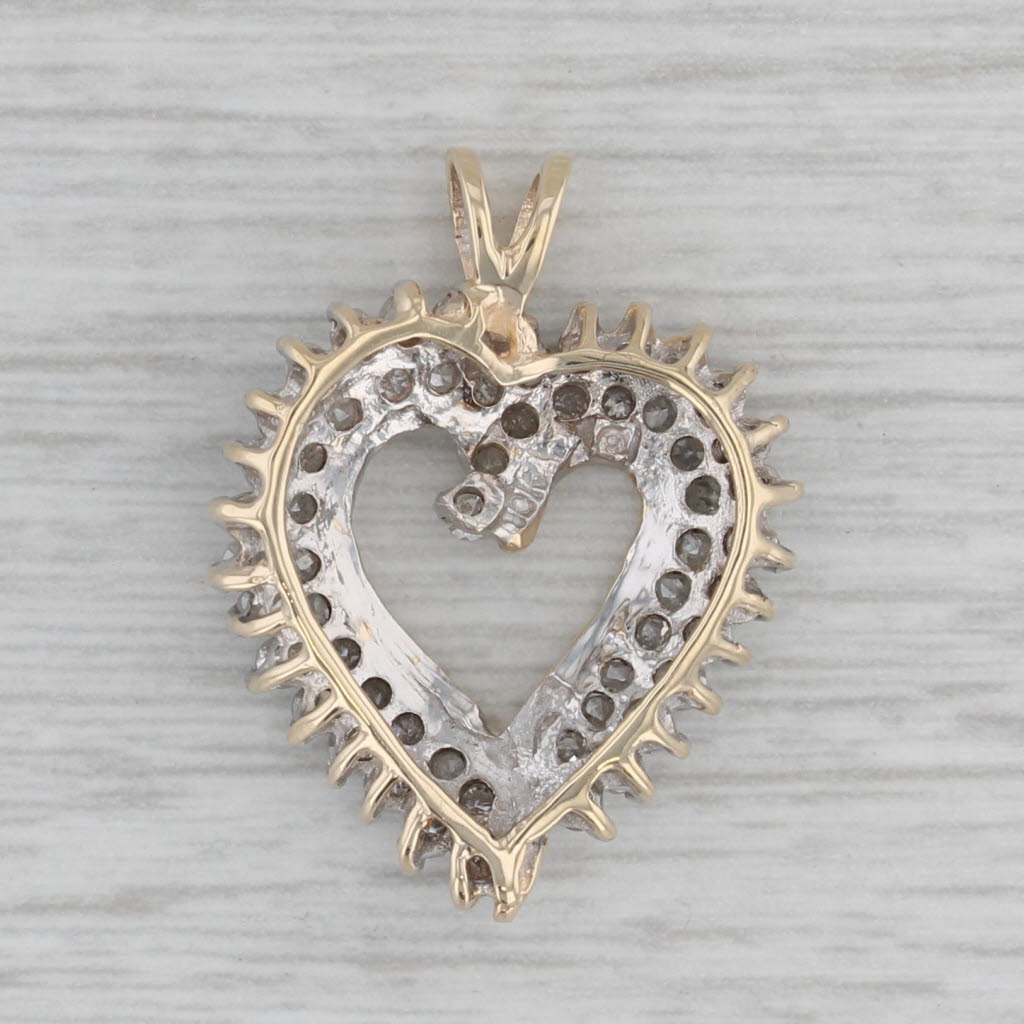 Gray 0.30ctw Diamond Heart Pendant 10k Yellow White Gold