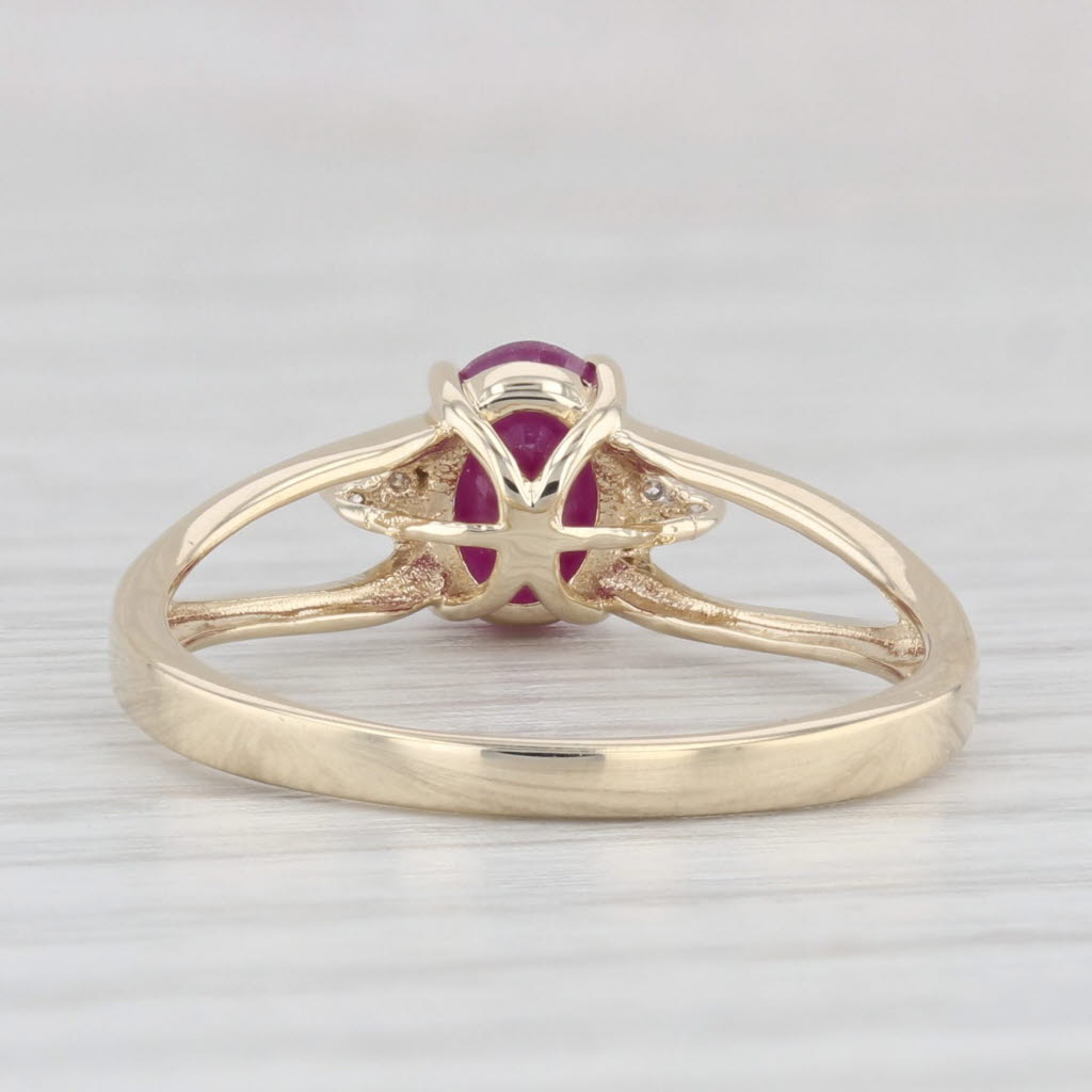 Light Gray 1ct Oval Ruby Solitaire Ring 10k Yellow Gold Size 7 Diamond Accents