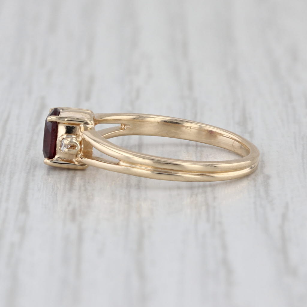 .057ctw Oval Garnet Diamond Ring 10k Yellow Gold Size 5.75