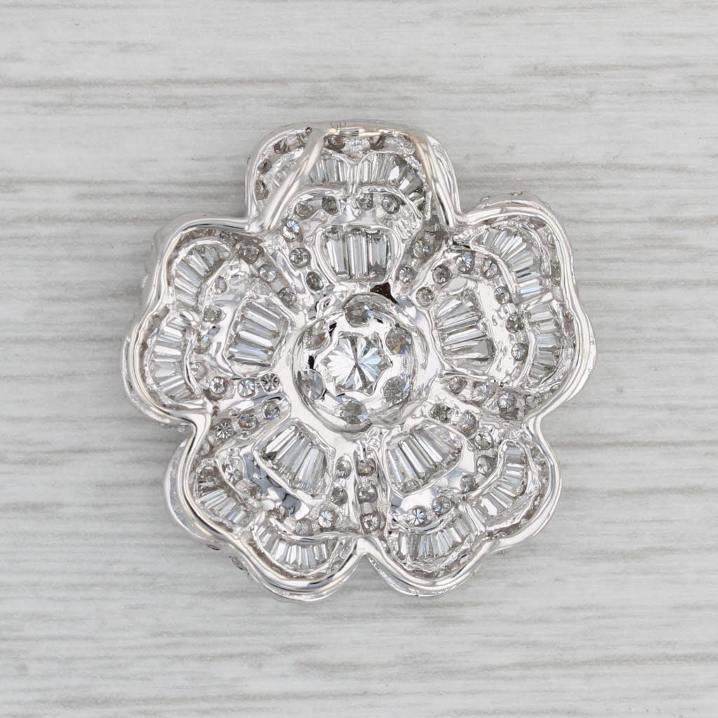 Gray 2.25ctw Diamond Flower Pendant 18k White Gold Floating Drop