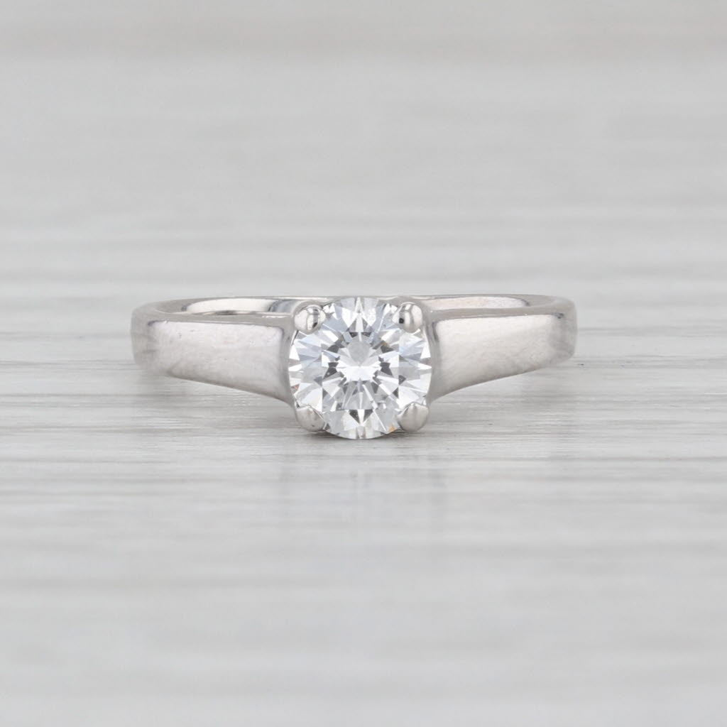 0.48ct Round Diamonds Solitaire Engagement Ring 14k White Gold Size 3
