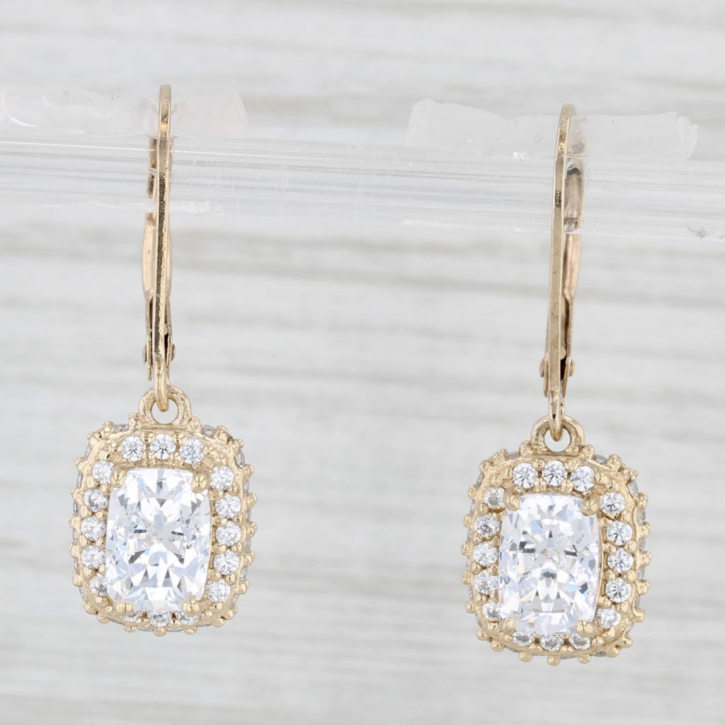 Light Gray 5.40ctw Cubic Zirconia Dangle Earrings Sterling Silver Gold Vermeil Drops