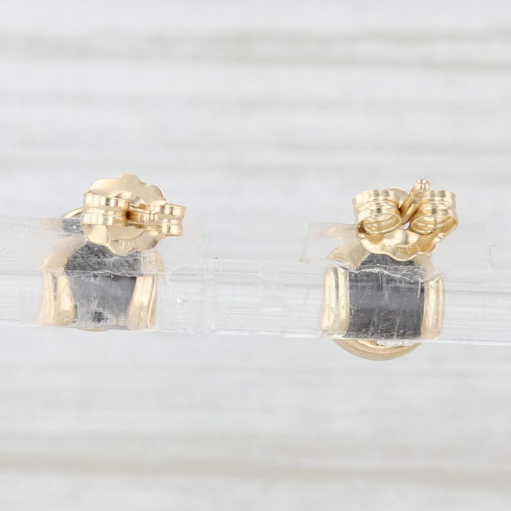 Light Gray Onyx Round Cabochon Solitaire Stud Earrings 14k Yellow Gold