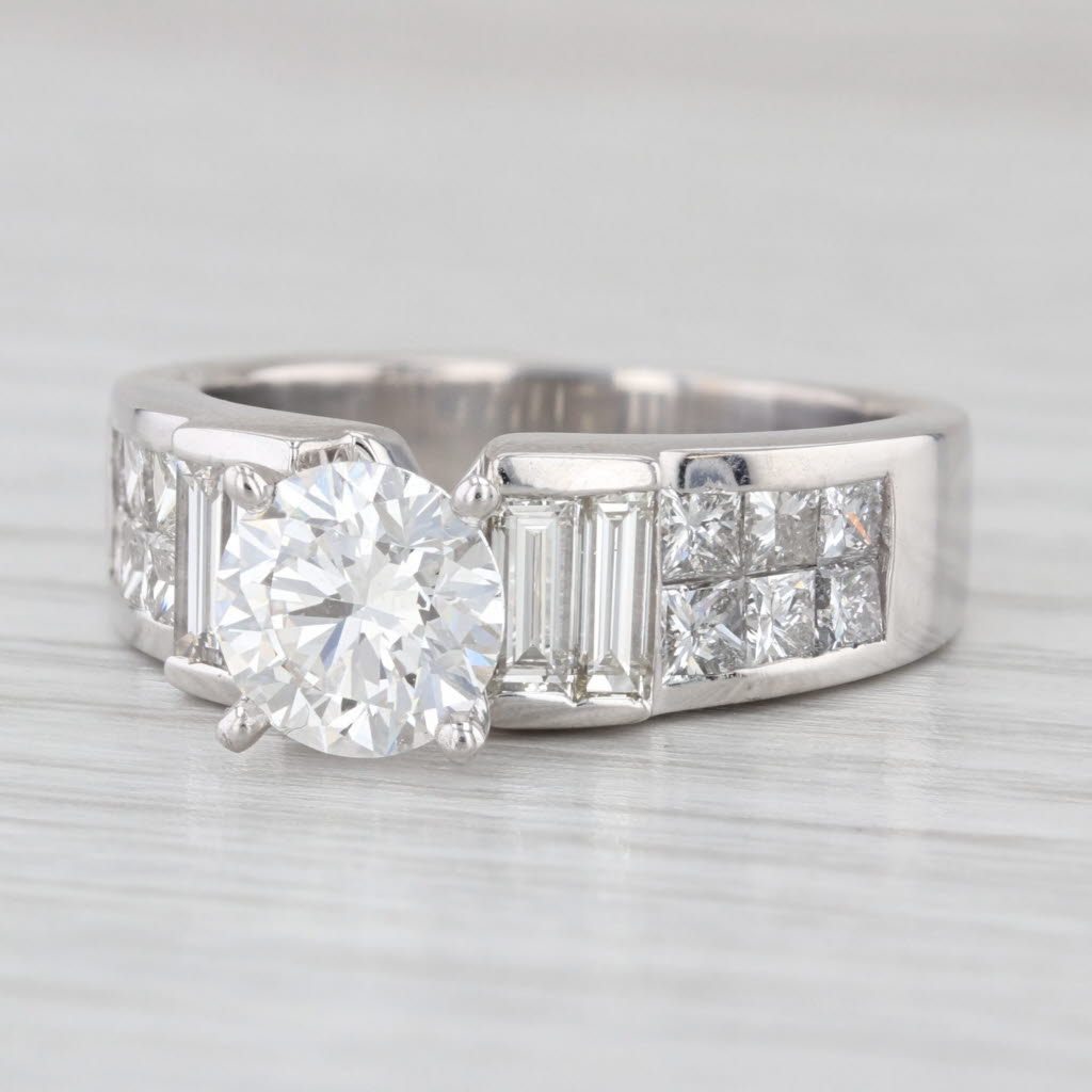 3.54ctw IGI Round Lab Grown Diamond Engagement Ring 18k White Gold Size 825-8.5