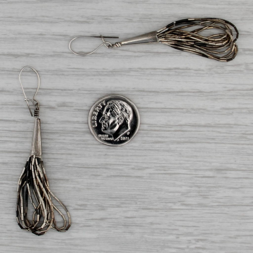 Vintage Liquid Silver Dangle Earrings Sterling Silver Hook Posts