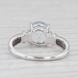 1.58ctw Round Aquamarine Diamond Ring 10k White Gold Size 6.75