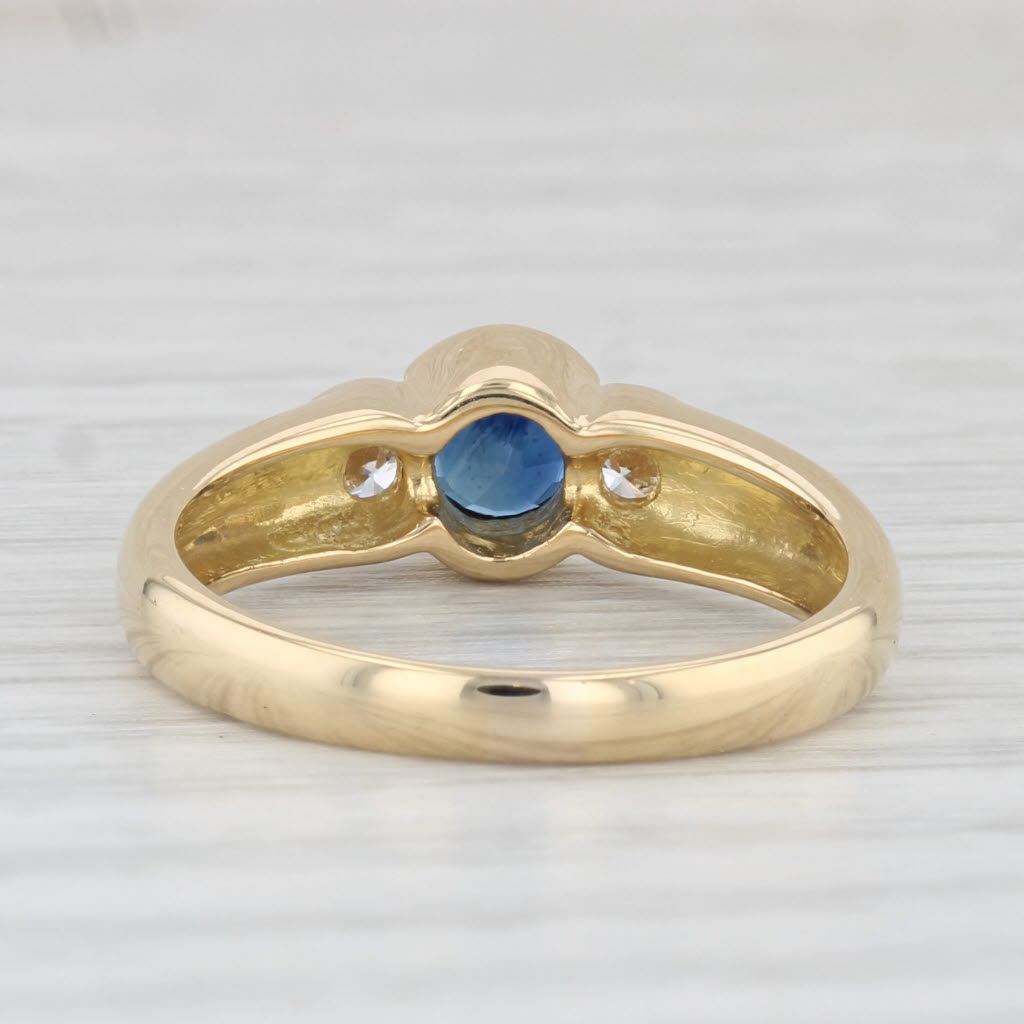 Light Gray 0.86ctw Round Blue Sapphire Diamond Ring 18k Yellow Gold Size 7.75 Enagagement