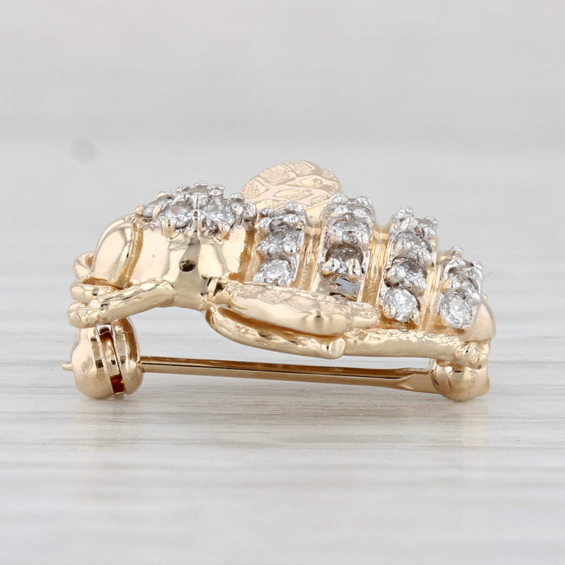 0.42ctw Diamond Bumble Bee Brooch 14k Yellow Gold Insect Pin