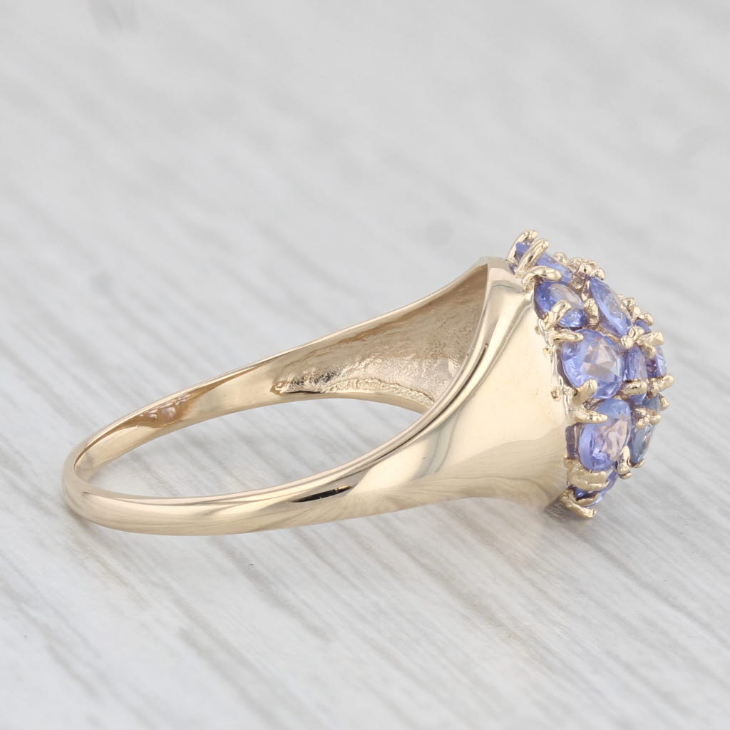 Light Gray 1.50ctw Tanzanite Cluster Ring 10k Yellow Gold Size 7.75