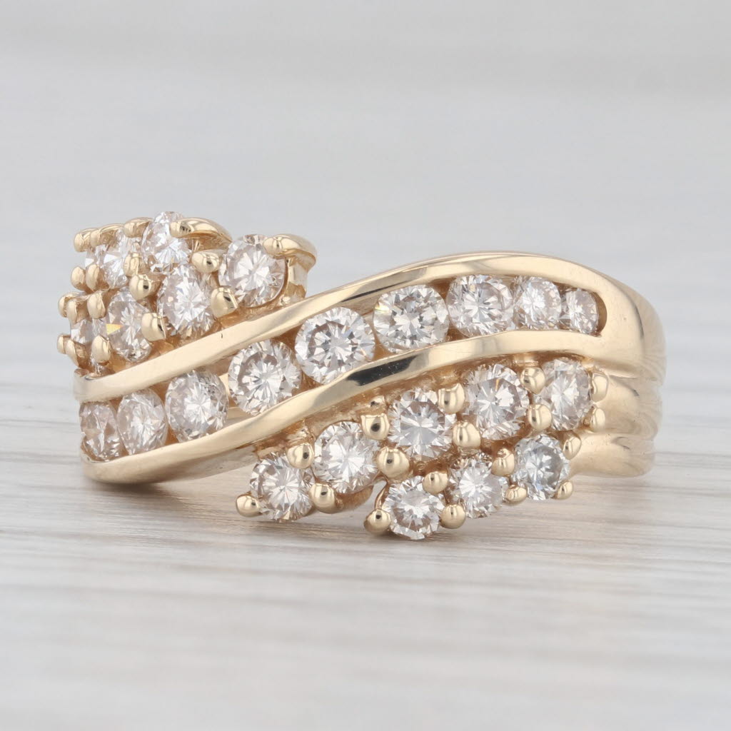 Light Gray 1.50ctw Diamond Bypass Ring 14k Yellow Gold Size 6.5 Cocktail