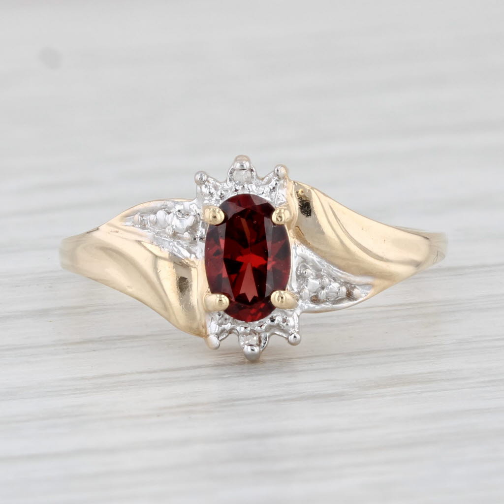 Light Gray 0.58ctw Oval Garnet Diamond Ring 10k Yellow Gold Size 6.75 Bypass