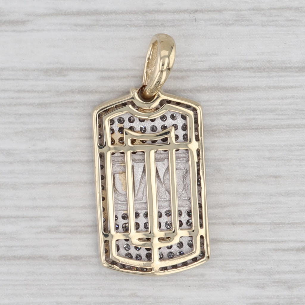 Light Gray 0.29ctw Diamond Accented "Dad" Pendant 10K Yellow Gold