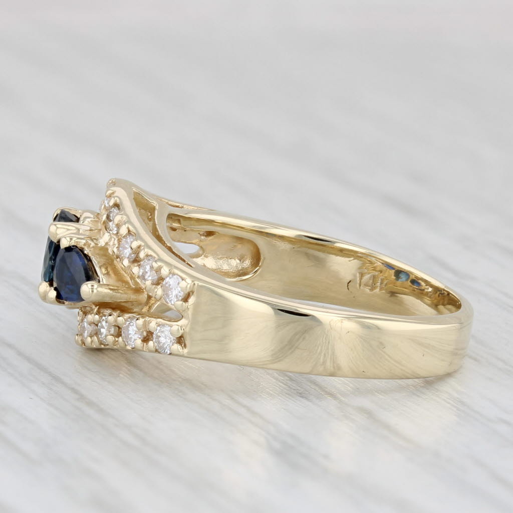 Light Gray 1.07ctw Blue Sapphire Diamond Ring 14k Yellow Gold Size 5.5