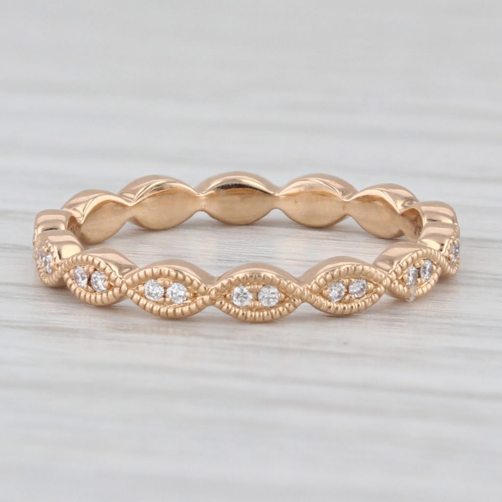 Jeff Copper 0.12ctw Diamond Eternity Band 18k Rose Gold Woven Stackable Ring