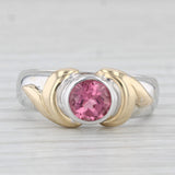 0.88ct Pink Tourmaline Round Solitaire Ring 14k White Yellow Gold AS IS Size 6.5
