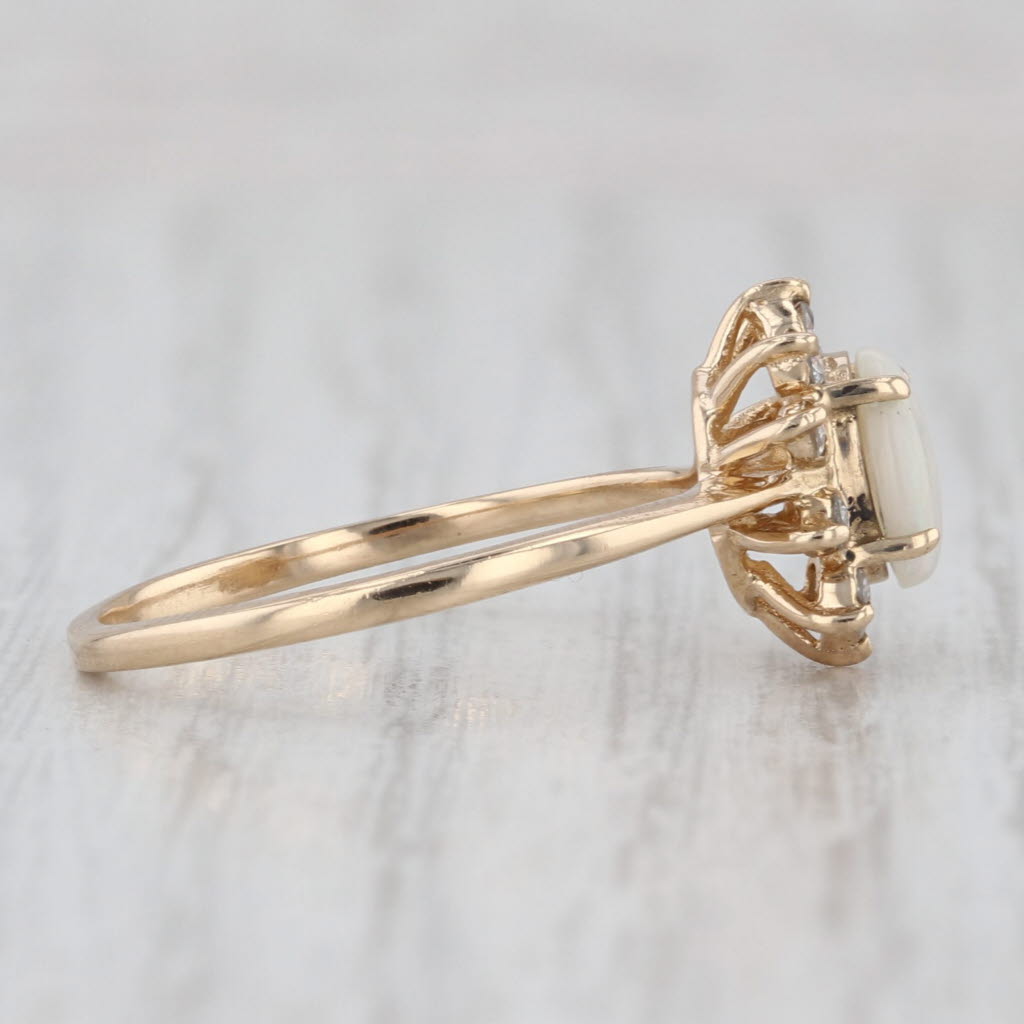 Opal Cabochon Diamond Halo Ring 14k Yellow Gold Size 7.5