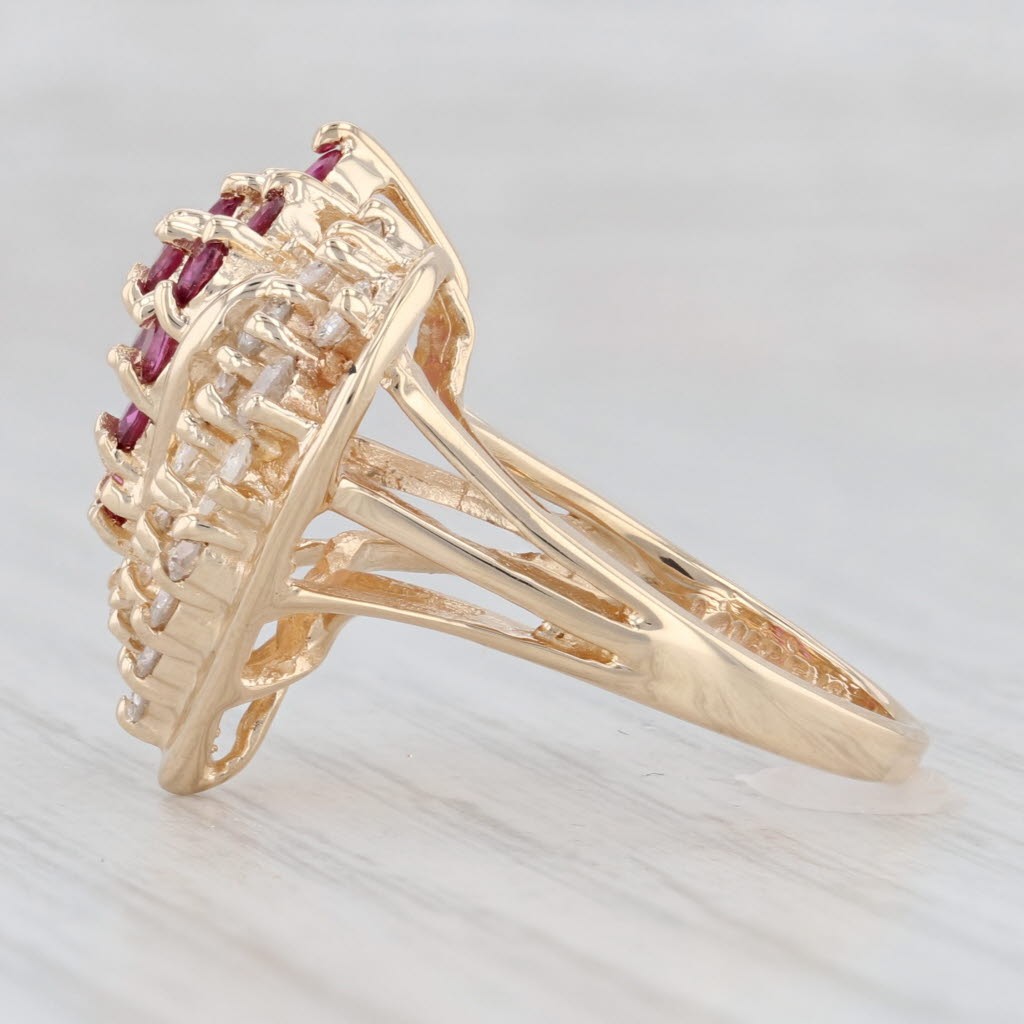 Light Gray 1.22ctw Ruby Diamond Cluster Heart Ring 14k Yellow Gold Size 5.25