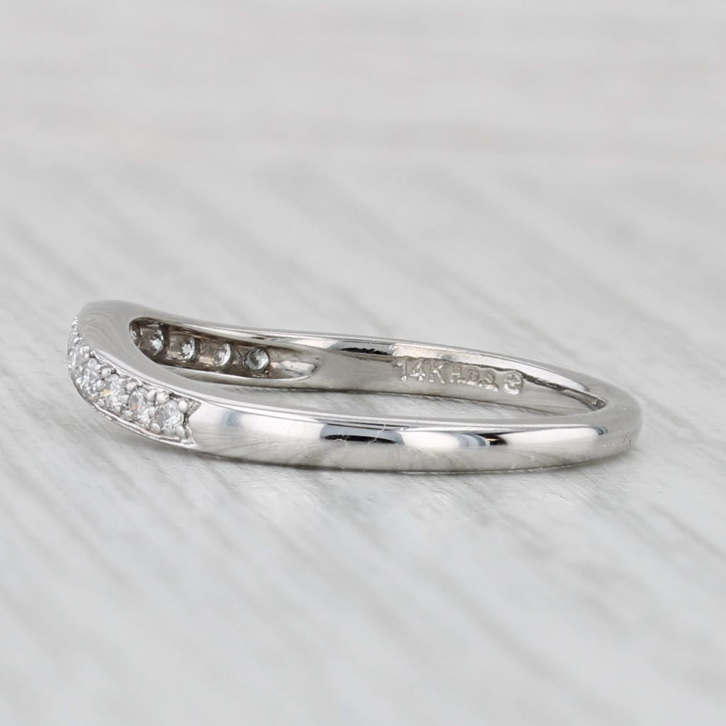 Light Gray 0.15ctw Contoured Diamond Wedding Band 14k White Gold Stackable Size 7 Ring