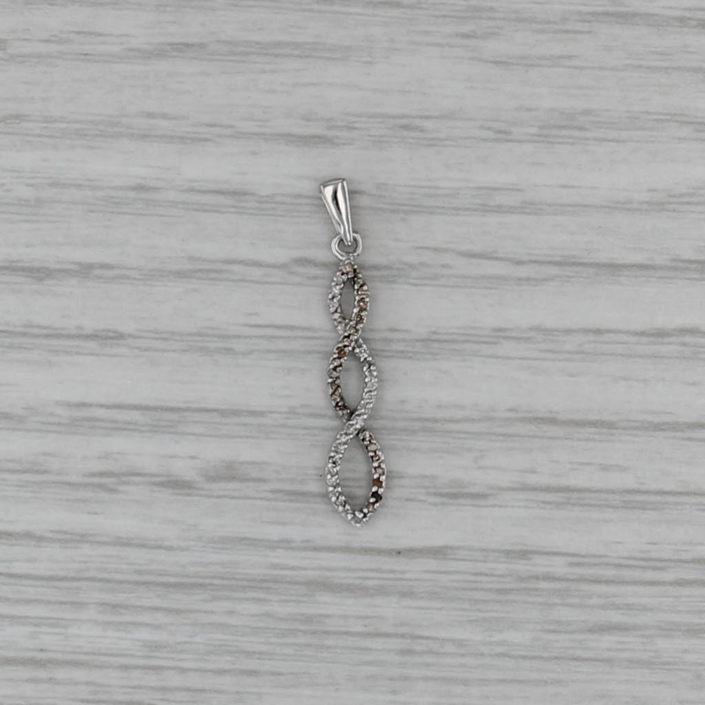 White Champagne Diamond Swirl Pendant 10k White Gold Drop
