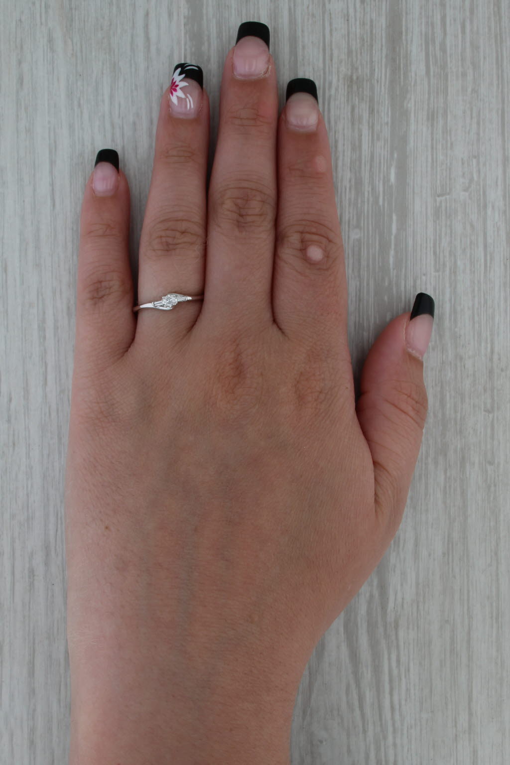 0.14ctw Diamond Bypass Promise Ring 10k White Gold Size 8 Stackable